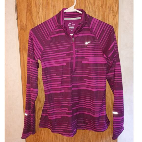 Nike Dri Fit Element Running Quarter Zip Medium Stripe Performance Layer Magenta - Picture 7 of 13